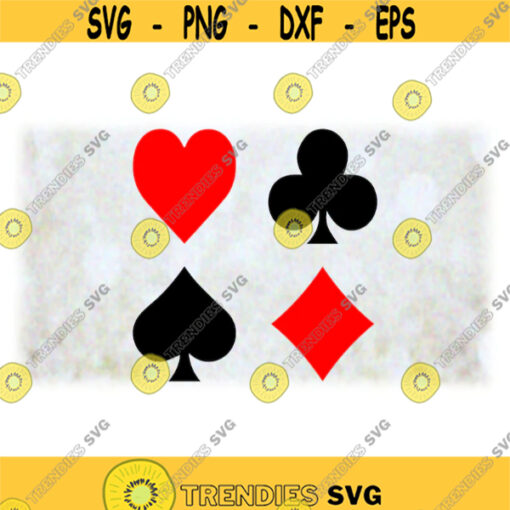 Games and Toys Clipart Value Pack Set of 4 Playing Card Suits in BlackRed Spades Hearts Diamonds Clubs Digital Download SVG PNG Design 572