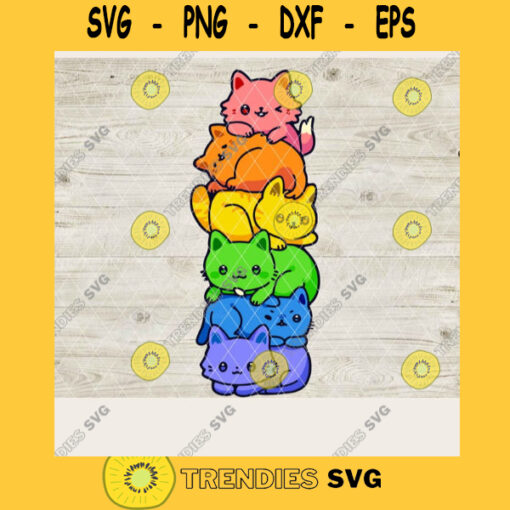 Gay Pride Cat LGBT Kawaii Cats Svg Cute Anime Rainbow Cat Svg Support LGBT Rights Pride Gift For Ally Matching LGBT Svg Cricut Design