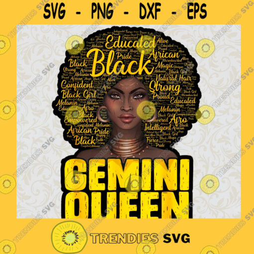 Gemini Queen svg Afro Hair Art Black Queen Birthday svg May June Birthday GiftAfro Girl svg