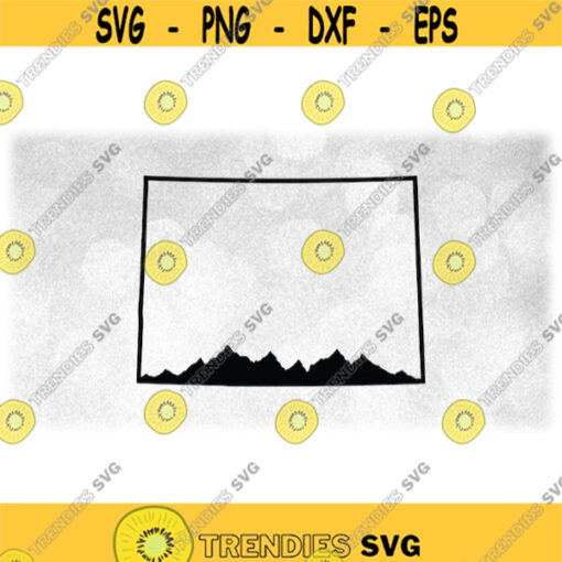 Geography Clipart Black Silhouette Outline of the State of Colorado with Mountain Range as Bottom Border Digital Download SVG PNG Design 1600