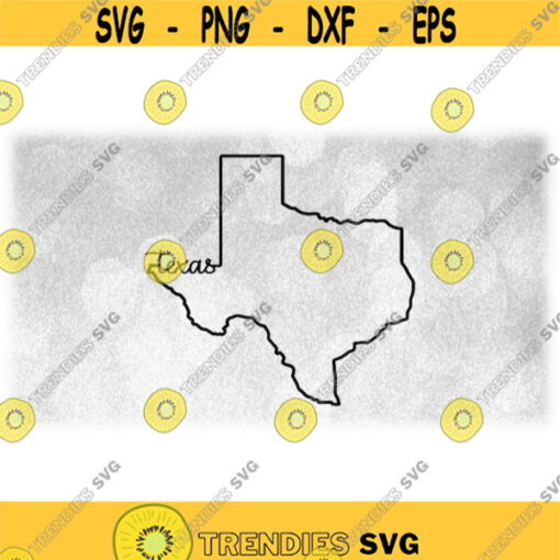 Geography Clipart Black State of Texas USA Silhouette Outline of the with Word Texas in Script Type Style Digital Download SVG PNG Design 1134