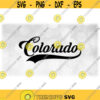 Geography Clipart Black Word Colorado in Fancy Print Type Lettering with Baseball Style Swoosh Underline Digital Download SVG PNG Design 1599
