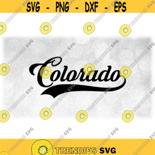 Geography Clipart Black Word Colorado in Fancy Print Type Lettering with Baseball Style Swoosh Underline Digital Download SVG PNG Design 1599