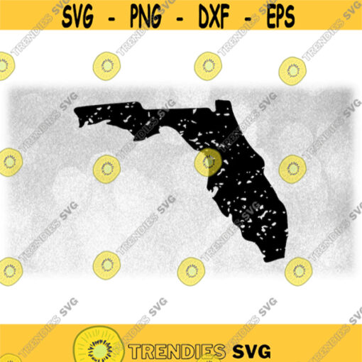 Geography Clipart Distressed or Grunge Solid Silhouette of the State of Florida USA in Black Color Only Digital Download SVG PNG Design 986