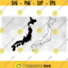 Geography Clipart Simple Easy Black Silhouette Solid and Outline Graphic of Asian Country Islands of Japan Digital Download SVG PNG Design 1111