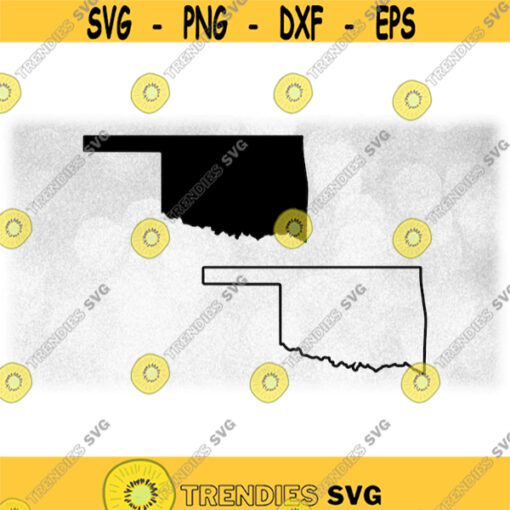 Geography Clipart Solid Silhouette and Simple Outline of the State of Oklahoma USA in Black Color Only Digital Download SVG PNG Design 893