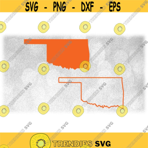 Geography Clipart Solid Silhouette and Simple Outline of the State of Oklahoma in OSU Cowboys Orange Color Digital Download SVG PNG Design 612