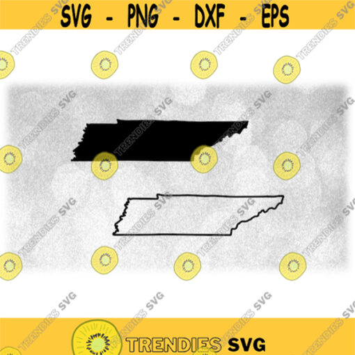 Geography Clipart Solid Silhouette and Simple Outline of the State of Tennessee USA in Black Color Only Digital Download SVG PNG Design 1200