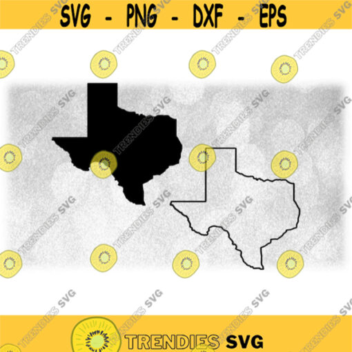 Geography Clipart Solid Silhouette and Simple Outline of the State of Texas USA in Black Color Only Digital Download SVG PNG Design 702