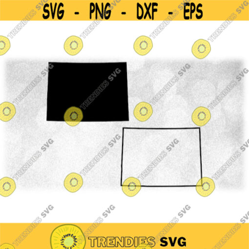 Geography Clipart Solid Silhouette and Simple Thick Outline of the State of Colorado USA in Black Color Only Digital Download SVG PNG Design 1601