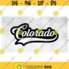 Geography Clipart Word Colorado in Fancy Print Type w Baseball Style Swoosh Underline Cutout of Black Digital Download SVG PNG Design 1597