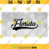 Geography Clipart Word Florida in Fancy Print Type Letterings with Baseball Style Swoosh Underline PrintCut Digital Download SVG PNG Design 808
