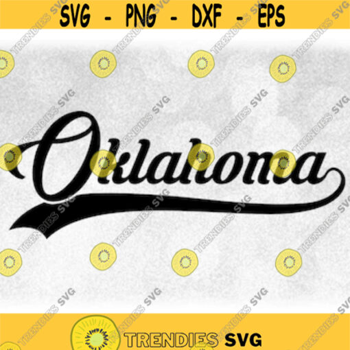 Geography Clipart Word Oklahoma in Fancy Print Type Lettering with Baseball Style Swoosh Underline PrintCut Digital Download SVG PNG Design 369