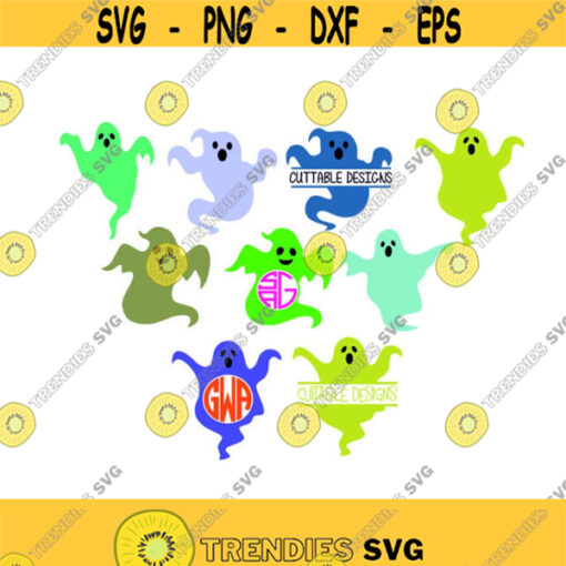 Ghost Frame Monogram Halloween Cuttable SVG PNG DXF eps Designs Cameo File Silhouette Design 1806