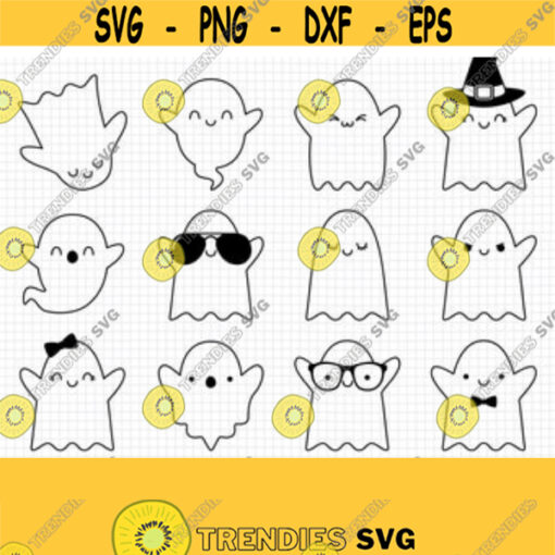 Ghost SVG. Kids Halloween Bundle Clipart. Cute Kawaii Phantom Vector Cut Files for Cutting Machine. Girl Ghost png dxf eps Instant Download Design 490