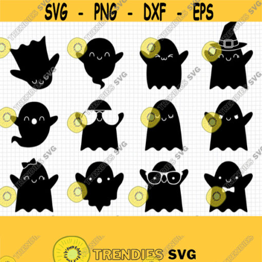 Ghost SVG. Kids Halloween Bundle Clipart. Cute Kawaii Phantom Vector Cut Files for Cutting Machine. Girl Ghost png dxf eps Instant Download Design 724