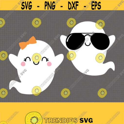 Ghost SVG. Kids Halloween Clipart. Cute Girl Ghost with Bow Vector Cut Files Cutting Machine. Ghost Sunglasses png dxf eps Instant Download Design 610