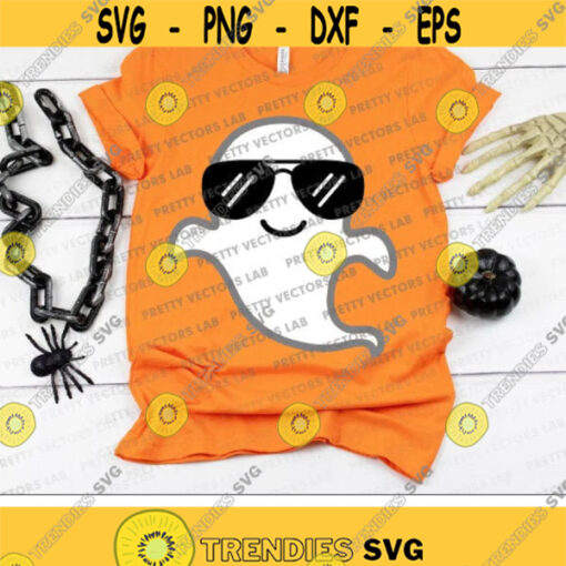 Ghost Svg Halloween Svg Ghost with Sunglasses Svg Boys Cut Files Monogram Svg Dxf Eps Png Kids Halloween Clipart Silhouette Cricut Design 2116 .jpg