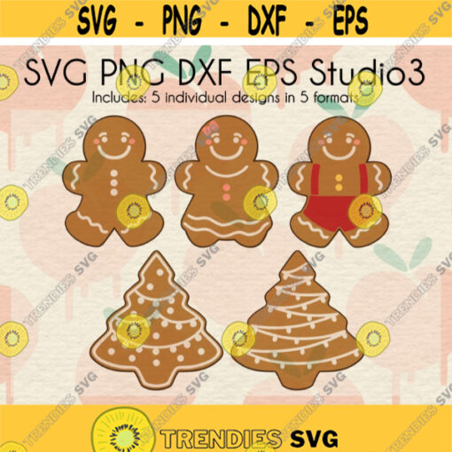 Gingerbread Man SVG Cut Files Holiday Cookie Design Christmas Tree SVG Layers Holiday SVG Digital Download svg dxf png eps studio3Design 44.jpg