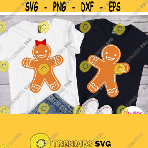 Gingerbread Man Svg Couple Christmas Shirt Svg Files Girl Boy Design Matching T shirts Svg Cricut File Silhouette Image Dxf Png Jpg Design 460
