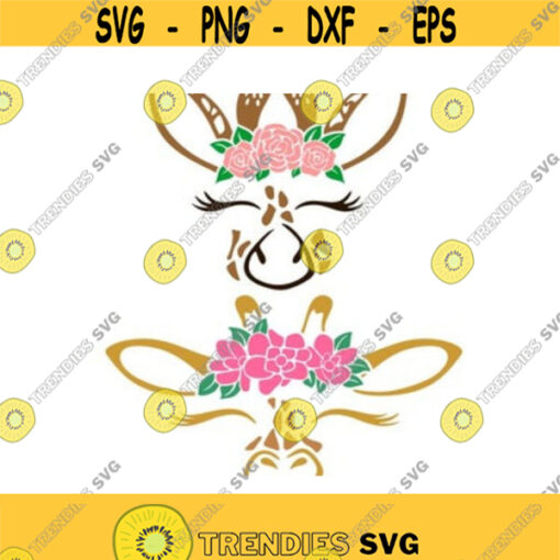 Giraffe Cute Flowers animal Cuttable Design SVG PNG DXF eps Designs Cameo File Silhouette Design 103