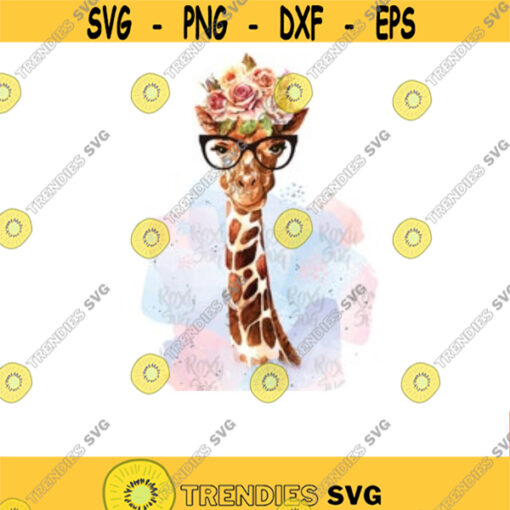 Giraffe Little animals watercolor clipart Mom Giraffe watercolor Giraffe with flowers Sublimation Designs Download clipart PNG JPG