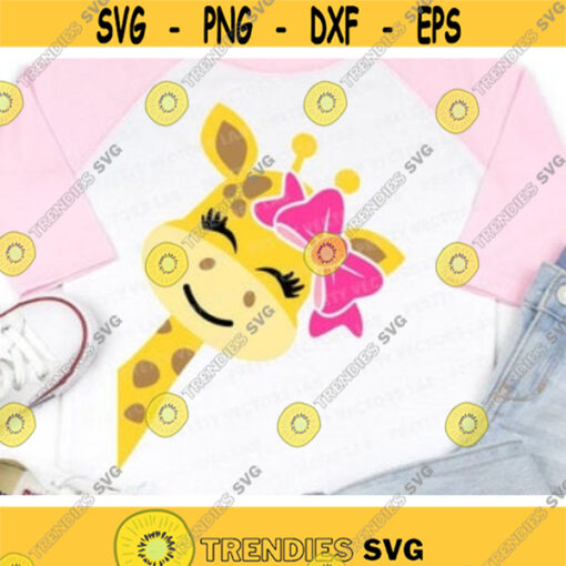 Giraffe Svg Giraffe Girl Svg Giraffe Face Cut Files Giraffe with Bow Svg Dxf Eps Png Kids Svg Baby Clipart Birthday Cricut Silhouette Design 775 .jpg