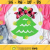 Girl Christmas Tree Svg Christmas Svg Tree with Plaid Bow Svg Holiday Svg Dxf Eps Png Kids Cut File Girls Clipart Silhouette Cricut Design 2982 .jpg