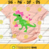 Girl Dinosaur Svg Cute Dinosaur with Bow Svg Girls Valentine T Rex Cut Files Kids Svg Dxf Eps Png Birthday Party Silhouette Cricut Design 343 .jpg