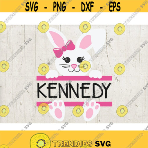 Girl Easter Bunny with name SVG EPS JPG png dfx cute bunny face ears bow svg for cricut Design 349