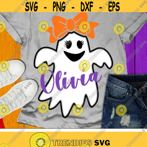 Girl Ghost Svg Halloween Svg Happy Ghoul Svg Spooky Svg Dxf Eps Png Girls Shirt Design Monogram Svg Kids Cut Files Silhouette Cricut Design 419 .jpg