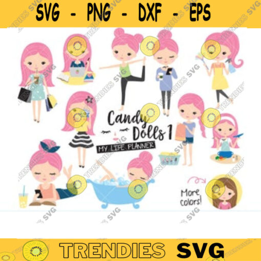 Girl Life Planner Sticker Cute Girl Sticker Girl Clipart Girl Planner Sticker Digital Girl Lifestyle Clipart Yoga Shopping Clipart copy