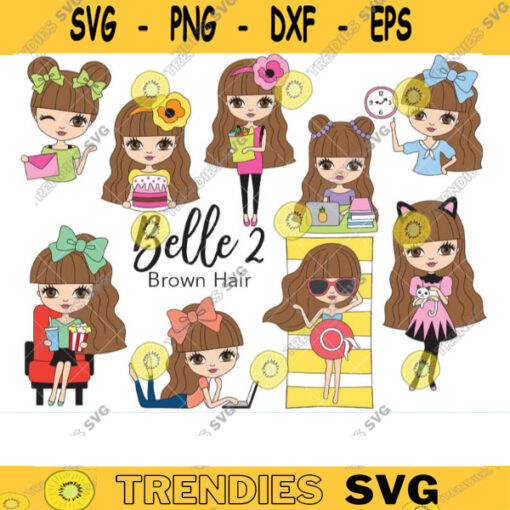 Girl Planner Clip Art Brown Hair Woman Activity Cute Brunette Brown Hair Girl Life Planner Sticker Clipart Clip Art copy