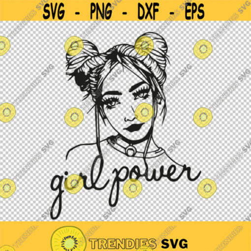 Girl Power Powerful Girl Art Hair Buns SVG PNG EPS File For Cricut Silhouette Cut Files Vector Digital File
