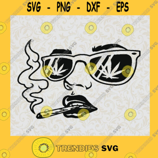 Girl Smoking Joint Svg Lady in Glasses Smoking Weed Smoking Marijuana Svg