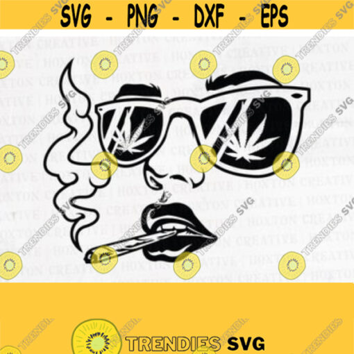 Girl Smoking Joint Svg Lady in Glasses Smoking Weed Smoking Marijuana Svg Rasta Girl Svg Pretty Lady Smoking Weed Cute FileDesign 20