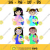 Girl Students School Back to Cuttable Design SVG PNG DXF eps Designs Cameo File Silhouette Design 699