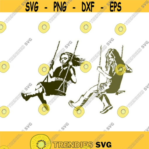 Girl Swinging Cuttable Design SVG PNG DXF eps Designs Cameo File Silhouette Design 625