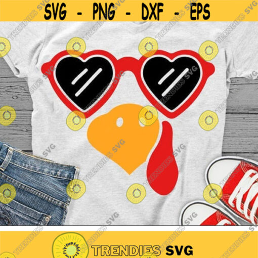 Girl Turkey Face Svg Cute Turkey Svg Thanksgiving Svg Dxf Eps Png Kids Cut Files Turkey Clipart Girls Shirt Design Silhouette Cricut Design 1209 .jpg