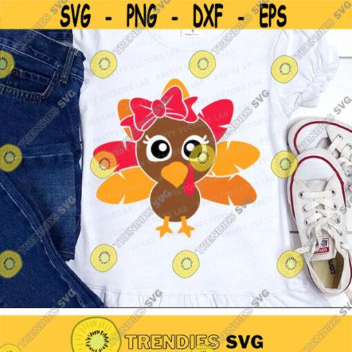 Girl Turkey Svg Thanksgiving Svg Baby Svg Dxf Eps Png Kids Cut Files Girls Shirt Design Fall Svg Autumn Clipart Silhouette Cricut Design 1575 .jpg