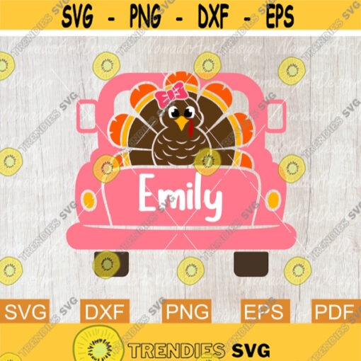 Girl Turkey Svg Turkey Truck Svg Thanksgiving Svg Cutest Turkey Svg Toddler Autumn Svg Kids Monogram Svg Svg files for Cricut Print Design 141.jpg