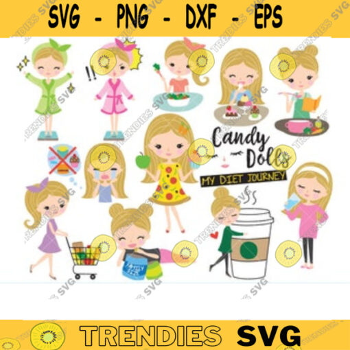 Girl Weight Loss Clipart Clip Art Blonde Girl Weight Loss Journal Clipart Woman Diet Planner Digital Sticker Meal Planner Clipart Sticker copy