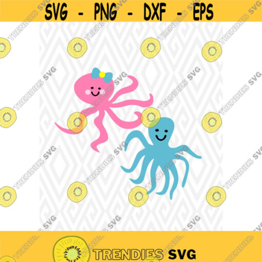 Girl and Boy Octopus Monogram Cuttable Design in SVG DXF PNG Ai Pdf Eps Design 30