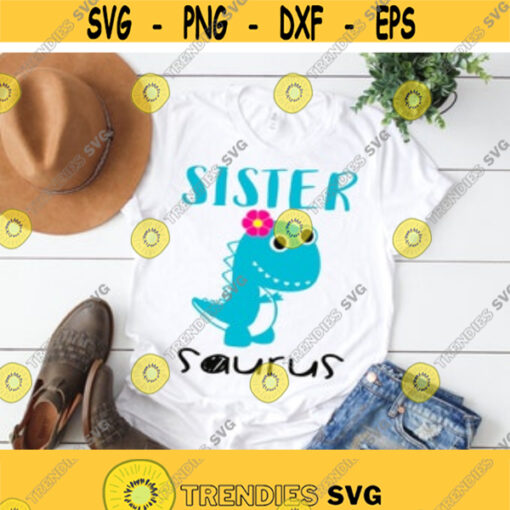 Girl dinosaur svg Sister saurus svg Dinosaur svg Jurassic svg Dino svg Birthday girl svg iron on clipart sister SVG DXF eps png Design 119