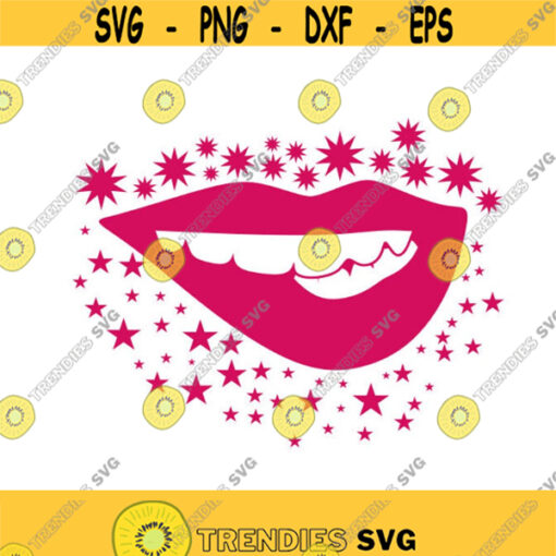 Girl lip bite biting Sparkle women mouth Cuttable Design SVG PNG DXF eps Designs Cameo File Silhouette Design 1573
