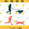 Girl running with dog Cuttable Design SVG PNG DXF eps Designs Cameo File Silhouette Design 1302