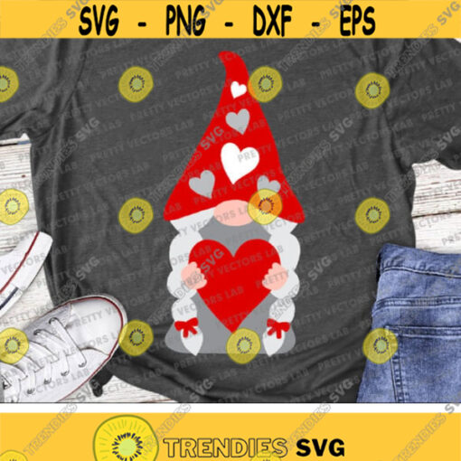 Gnome Girl with Heart Svg Valentines Day Cut Files Valentine Gnome Svg Dxf Eps Png Love Clipart Girls Shirt Design Silhouette Cricut Design 2739 .jpg