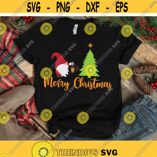 Gnome svg Christmas Tree svg Gnome with Hand Lamp svg Christmas Gnome svg Merry Christmas svg dxf png Printable Cut File Download Design 1136.jpg