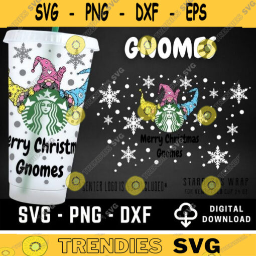 Gnomes Starbucks Cold Cup SVG Full Wrap for Starbucks Venti Cold Cup Gnomes Svg Custom Starbuck SVG Files for Cricut Instant Download 649