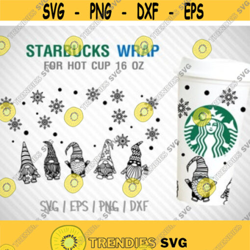 Gnomes Starbucks Wrap Hot Cup SVG Christmas Gnomes svg DIY Grande 16 Oz Hot Cup Design 5